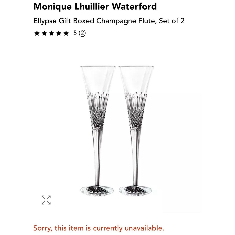 Monique Lhuillier Ellypse Champagne Flute by Waterford Crystal Toasting Glasses